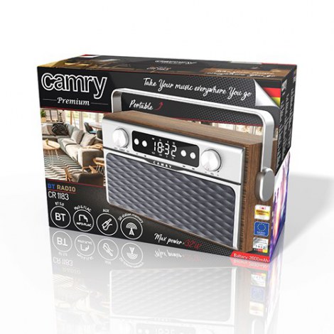 Camry | CR 1183 | Bluetooth Radio | 16 W | AUX in | Wooden - 7